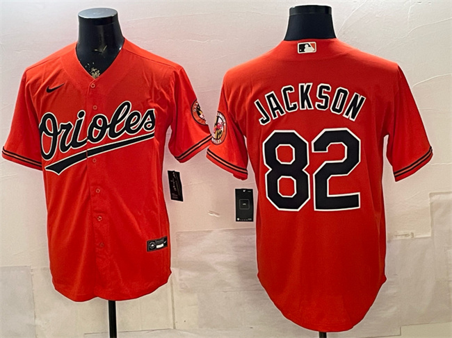 Men's Baltimore Orioles #82 Jeremiah Jackson Orange Cool Base Stitched Baseball Jersey