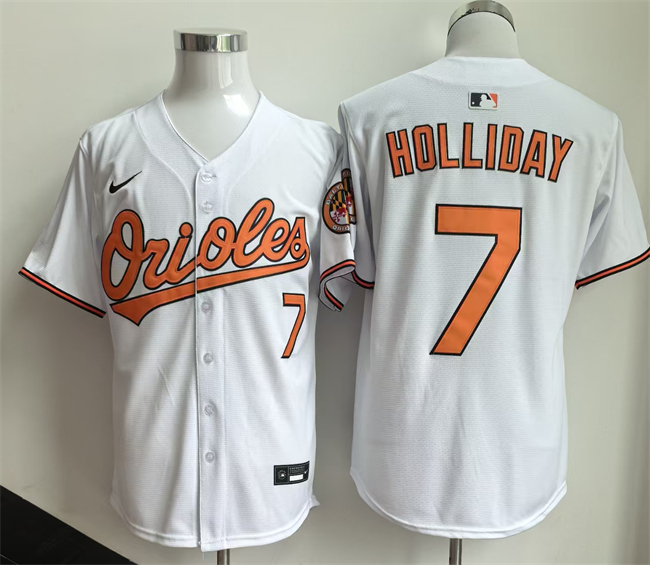 Men's Baltimore Orioles #7 Jackson Holliday White 2025 Home Limited Stitched Baseball Jersey