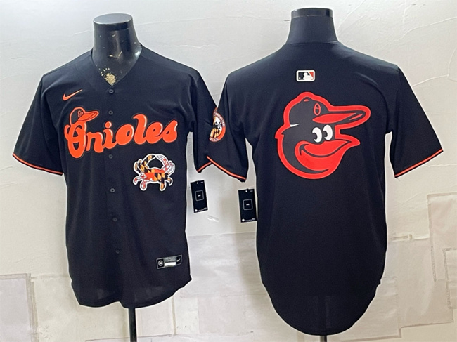 Men's Baltimore Orioles Team Big Logo Black With Patch Vapor Premier Limited Stitched Baseball Jersey