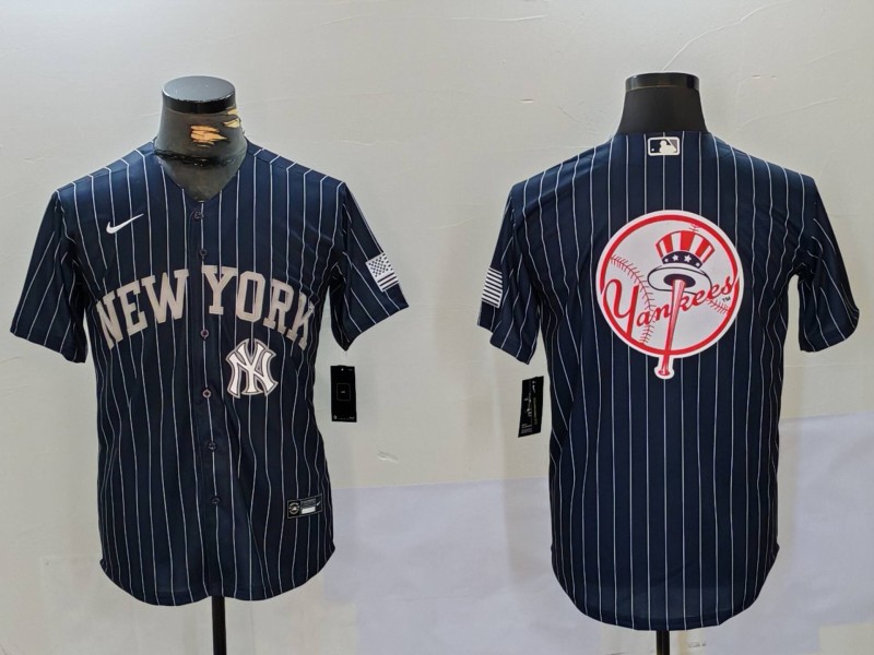 Men's New York Yankees Navy Team Big Logo Cool Base Stitched Baseball Jersey 009 Men's New York Yankees Navy Team Big Logo Cool Base Stitched Baseball Jersey 009