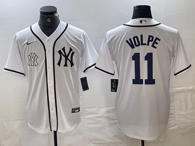 Men's New York Yankees #11 Anthony Volpe White Cool Base Stitched Baseball JerseyS