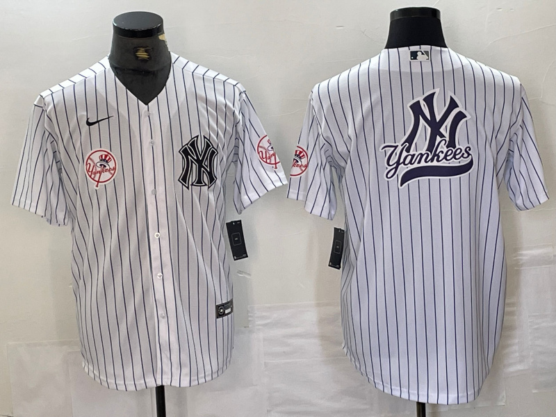 Men's New York Yankees White Team Big Logo Cool Base Stitched Baseball Jersey 40 Men's New York Yankees White Team Big Logo Cool Base Stitched Baseball Jersey 40
