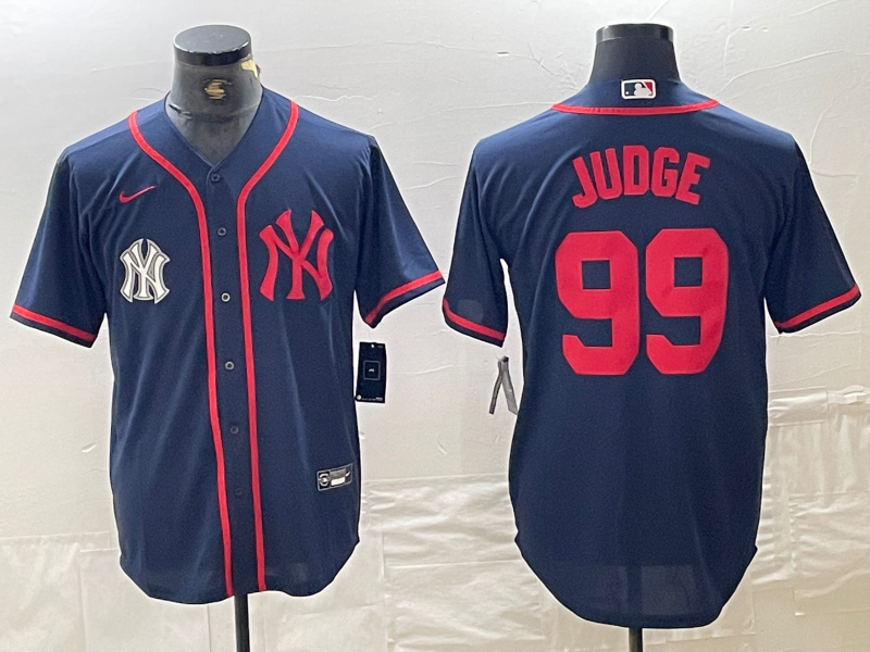 Men's New York Yankees #99 Aaron Judge Navy Cool Base Stitched Baseball Jersey 2 Men's New York Yankees #99 Aaron Judge Navy Cool Base Stitched Baseball Jersey 2