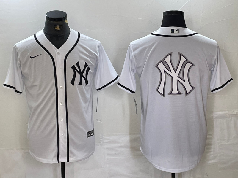Men's New York Yankees White Team Big Logo Cool Base Stitched Baseball Jersey 9