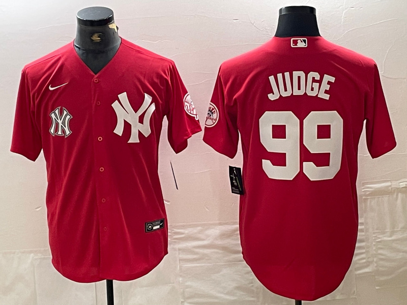 Men's New York Yankees #99 Aaron Judge Red Cool Base Stitched Baseball Jersey