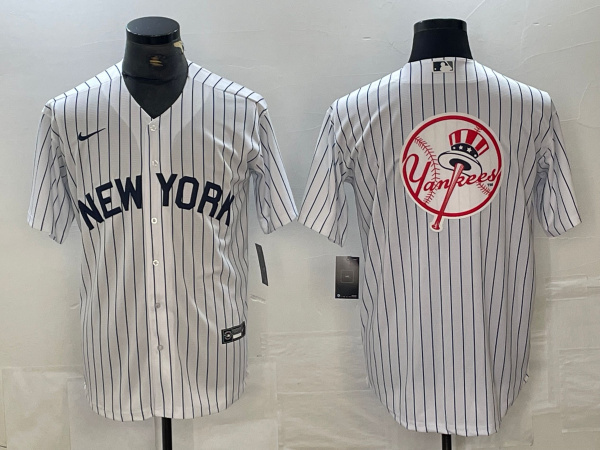 Men's New York Yankees Team Big Logo White Cool Base Stitched Baseball Jersey2 Men's New York Yankees Team Big Logo White Cool Base Stitched Baseball Jersey2