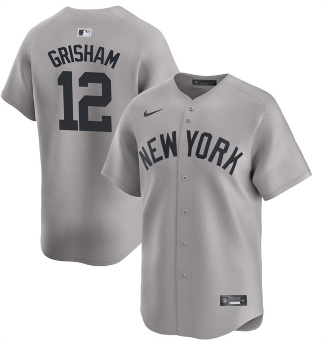 Men's New York Yankees #12 Trent Grisham Gray 2024 Away Limited Cool Base Stitched Baseball Jersey Men's New York Yankees #12 Trent Grisham Gray 2024 Away Limited Cool Base Stitched Baseball Jersey