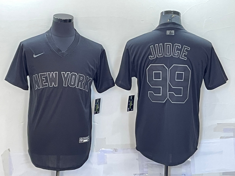 Men's New York Yankees #99 Aaron Judge Black Pitch Black Fashion Replica Stitched Jersey Men's New York Yankees #99 Aaron Judge Black Pitch Black Fashion Replica Stitched Jersey