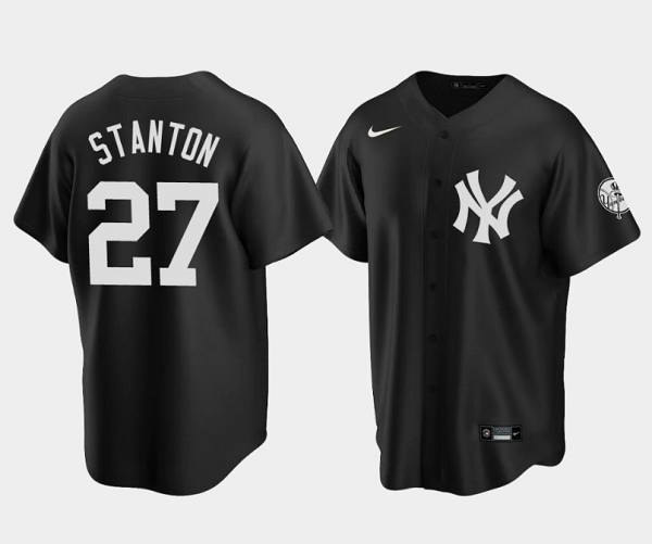 Men's New York Yankees #27 Giancarlo Stanton Black Cool Base Stitched Jersey Men's New York Yankees #27 Giancarlo Stanton Black Cool Base Stitched Jersey