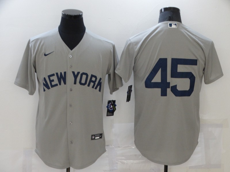 Men's New York Yankees #45 Gerrit Cole 2021 Grey Field of Dreams Cool Base Stitched Baseball Jersey Men's New York Yankees #45 Gerrit Cole 2021 Grey Field of Dreams Cool Base Stitched Baseball Jersey