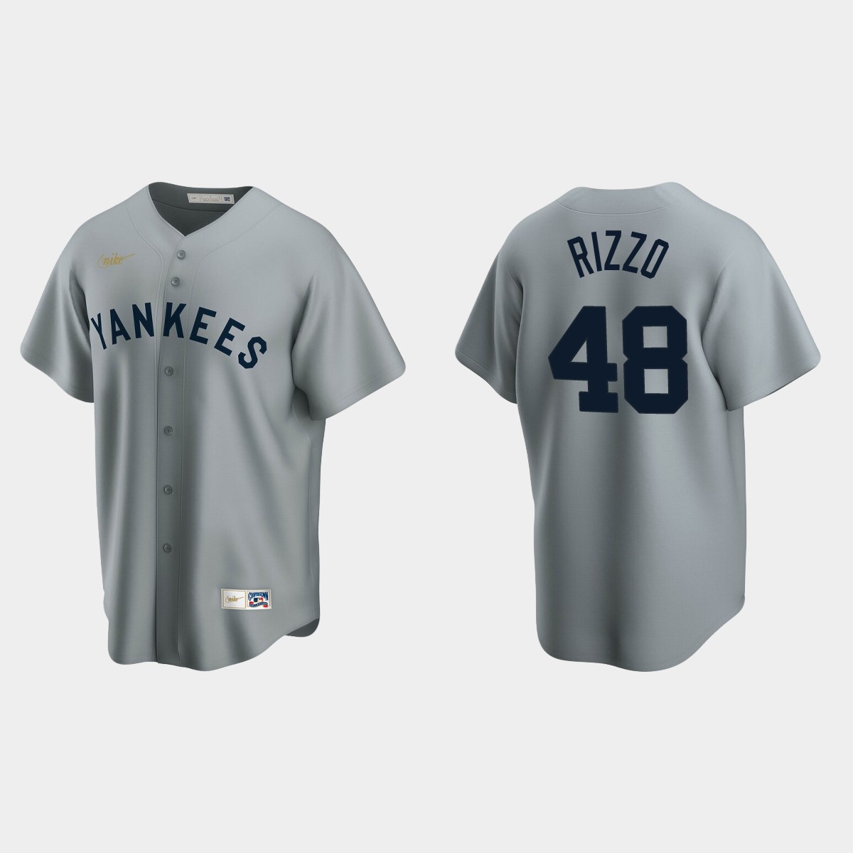 New York Yankees #48 Anthony Rizzo Men's Nike Gray Cooperstown Collection MLB Jersey New York Yankees #48 Anthony Rizzo Men's Nike Gray Cooperstown Collection MLB Jersey
