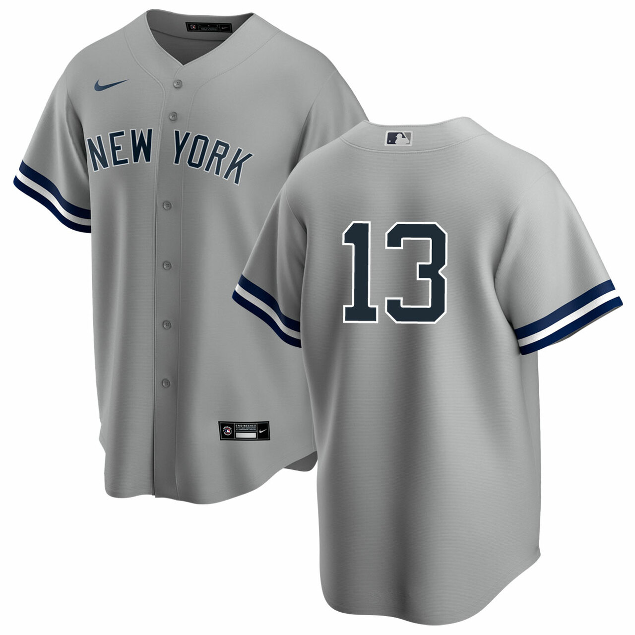 New York Yankees #13 Joey Gallo Men's Nike Gray Road MLB Jersey - No Name New York Yankees #13 Joey Gallo Men's Nike Gray Road MLB Jersey - No Name