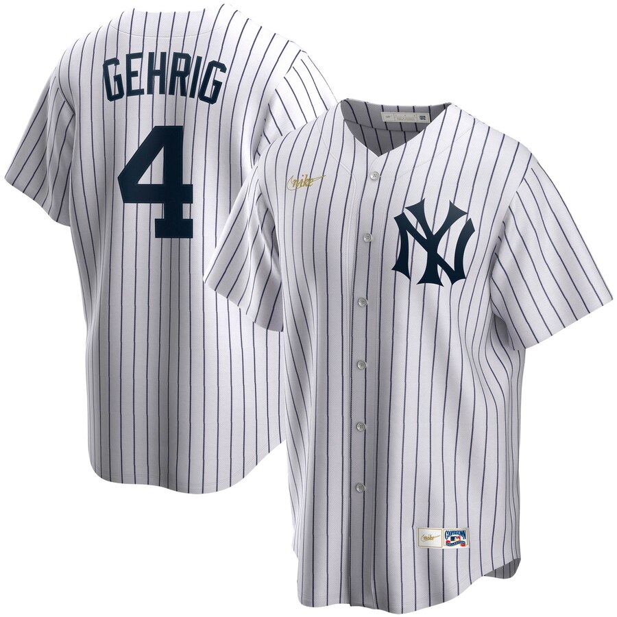 New York Yankees #4 Lou Gehrig Nike Home Cooperstown Collection Player MLB Jersey White New York Yankees #4 Lou Gehrig Nike Home Cooperstown Collection Player MLB Jersey White