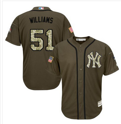 Yankees #51 Bernie Williams Green Salute to Service Stitched MLB Jersey