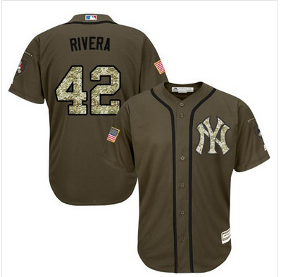 Yankees #42 Mariano Rivera Green Salute to Service Stitched MLB Jersey
