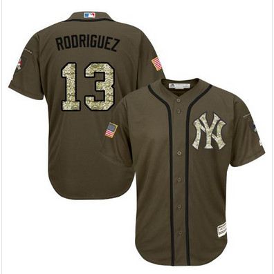 Yankees #13 Alex Rodriguez Green Salute to Service Stitched MLB Jersey