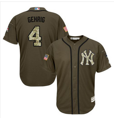 Yankees #4 Lou Gehrig Green Salute to Service Stitched MLB Jersey