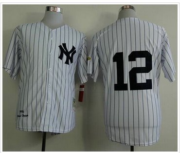 New York Yankees #12 Wade Boggs White Throwback Baseball Jersey(Mitchell And Ness 1996)