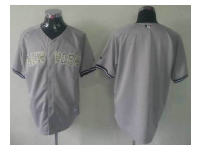 mlb jerseys new york yankees blank grey(number camo)