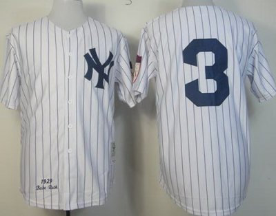 New York Yankees 3 White Babe Ruth White 1929 Throwback M&N MLB Jerseys New York Yankees 3 White Babe Ruth White 1929 Throwback M&N MLB Jerseys