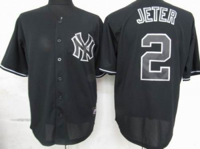 New York Yankees 2# Derek Jeter Pitch Black Fashion Jersey