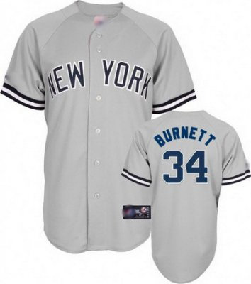 New York Yankees 34 BURNETT grey Jersey
