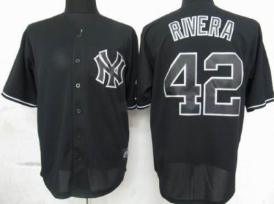 New York Yankees 42 Mariano Rivera Pitch Black Fashion Jersey