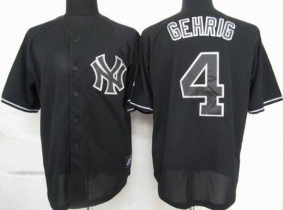 New York Yankees #4 Lou Gehrig Pitch Black Fashion Jersey