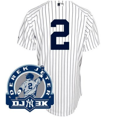 New York Yankees Authentic Derek Jeter white Jersey with 3000 Hits Patch