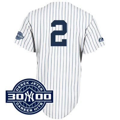 New York Yankees Replica Derek Jeter white Jersey W3000 Hits Patch
