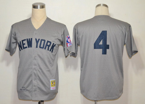 MLB Jerseys New York Yankees 4 Gehrig Grey 1939 cool base jerseys