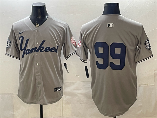 Men's New York Yankees #99 Aaron Judge Grey With Patch Limited Stitched Baseball Jersey