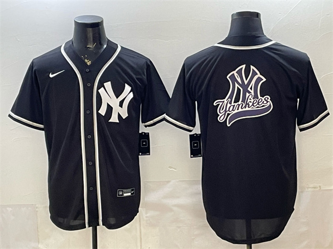 Men's New York Yankees Team Big Logo 2026 Fashion Replica Black Out Stitched Baseball Jersey
