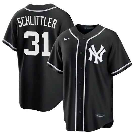 Men's New York Yankees #31 Cam Schlittler 2026 Fashion Replica Black Out Stitched Baseball Jersey
