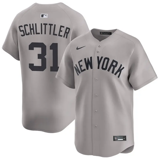 Men's New York Yankees #31 Cam Schlittler Grey 2026 Road Limited Stitched Baseball Jersey