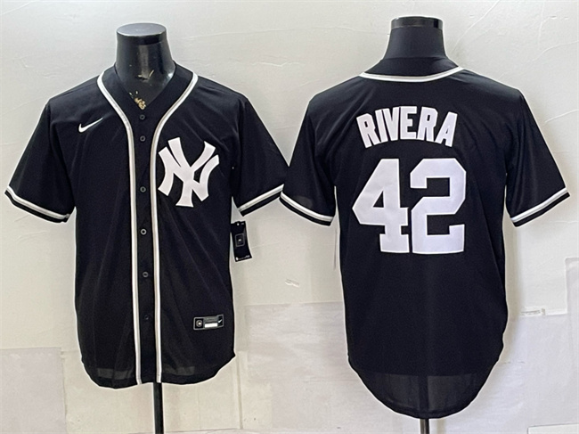 Men's New York Yankees #42 Mariano Rivera 2026 Fashion Replica Black Out Stitched Baseball Jersey