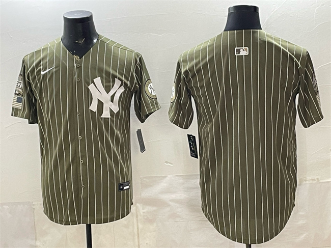 Men's New York Yankees Blank Olive 2026 Armed Forces Day Salute To Service Stitched Baseball Jersey