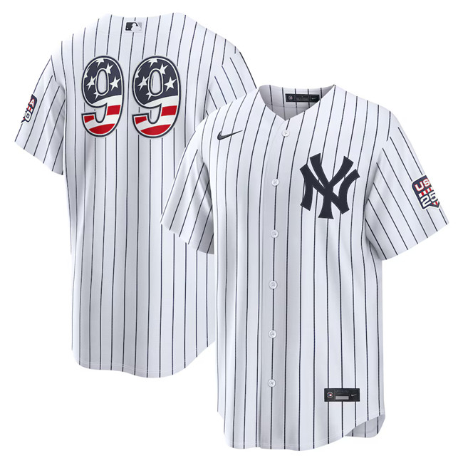 Men's New York Yankees #99 Aaron Judge hite USA 250 Fourth of July Home Stadium Stitched Baseball Jersey