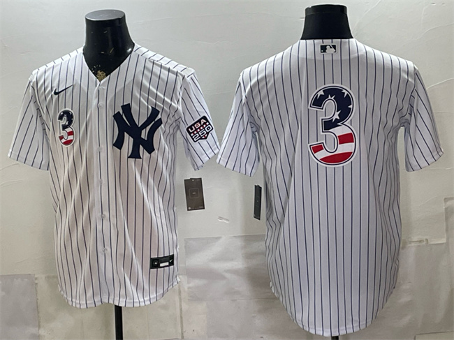Men's New York Yankees #3 Babe Ruth White 2026 USA 250 Fourth of July Home Stadium Stitched Baseball Jersey