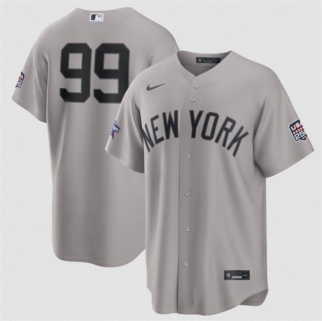 Men's New York Yankees #99 Aaron Judge Gray 2026 All-Star Game & USA 250 Patch Stitched Baseball Jersey