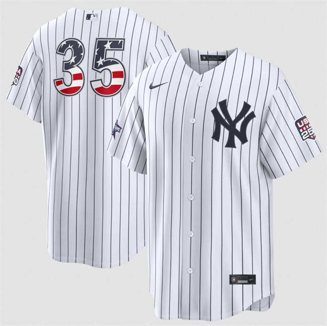 Men's New York Yankees #35 Cody Bellinger White 2026 All-Star Edition Stars & Stripes Stadium Pick-A-Player Stitched Baseball Jersey