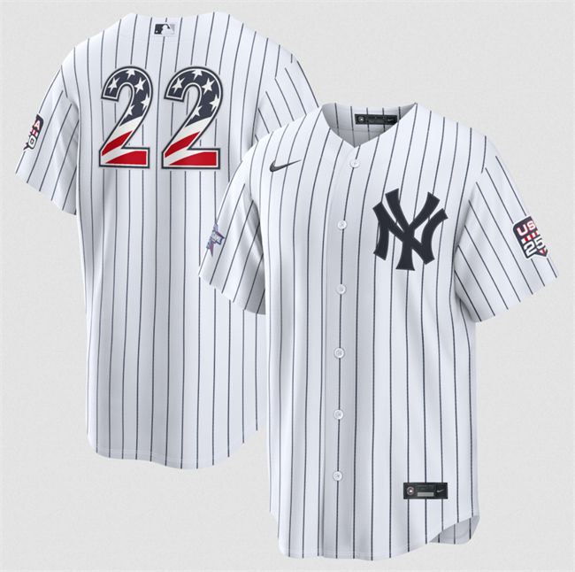 Men's New York Yankees #22 Ben Rice White 2026 All-Star Edition Stars & Stripes Stadium Pick-A-Player Stitched Baseball Jersey