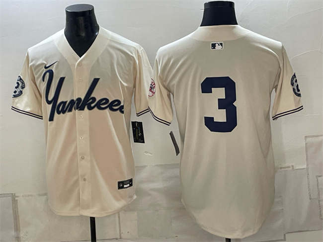 Men's New York Yankees #3 Babe Ruth Cream Limited Stitched Baseball Jersey