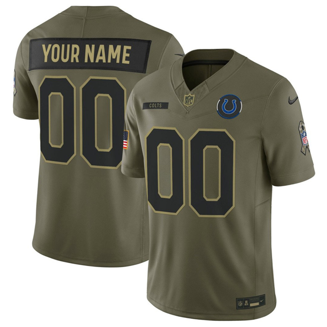 Youth Indianapolis Colts Active Player Custom Olive 2025 F.U.S.E. Salute to Service Limited Stitched Football Jersey
