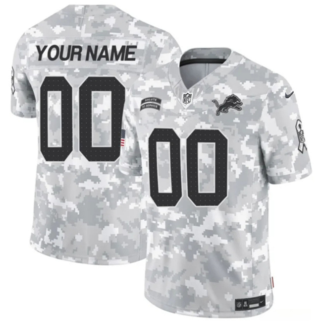 Youth Detroit Lions Active Player Custom 2024 F.U.S.E Arctic Camo Salute To Service Limited Stitched Jersey