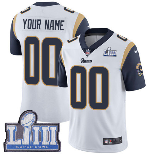 Youth Customized Los Angeles Rams Vapor Untouchable Super Bowl LIII Bound Limited White Nike NFL Road Jersey Youth Customized Los Angeles Rams Vapor Untouchable Super Bowl LIII Bound Limited White Nike NFL Road Jersey