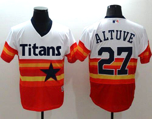 Astros #27 Jose Altuve White Orange Flexbase Authentic Collection Cooperstown Customizd Youth Stitched MLB Jersey