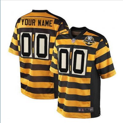 Youth Nike Pittsburgh Steelers Customized Limited YellowBlack Alternate 80TH Anniversary Throwback NFL Jersey