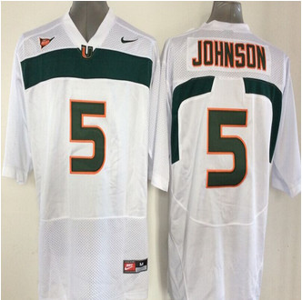Miami Hurricanes Jersey NCAA jerseys #5 Johnson White jersey