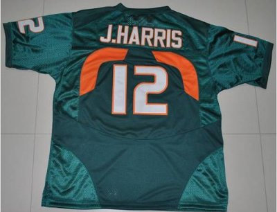 Hurricanes #12 Jacory Harris Green Embroidered NCAA Jerseys